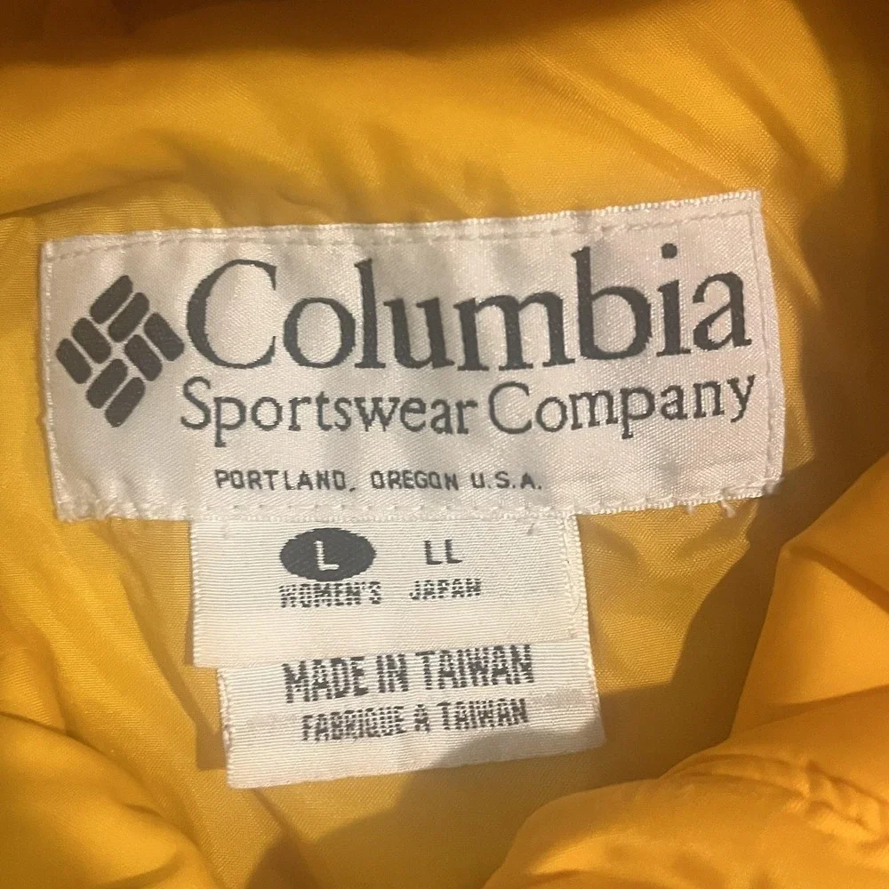 Vintage Columbia Anorak Jacket Womens L Yellow Colorblock Hooded Windbreaker - Picture 2 of 6
